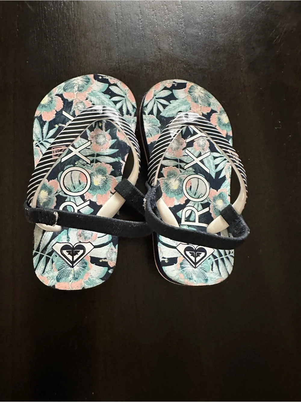 Roxy Girls Floral Navy Flip Flop Sandals